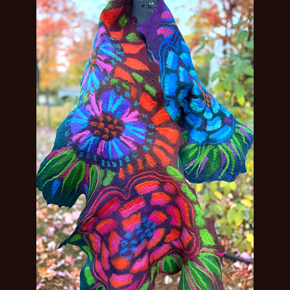 Handmade wool Felted Scarf 82” X 31”