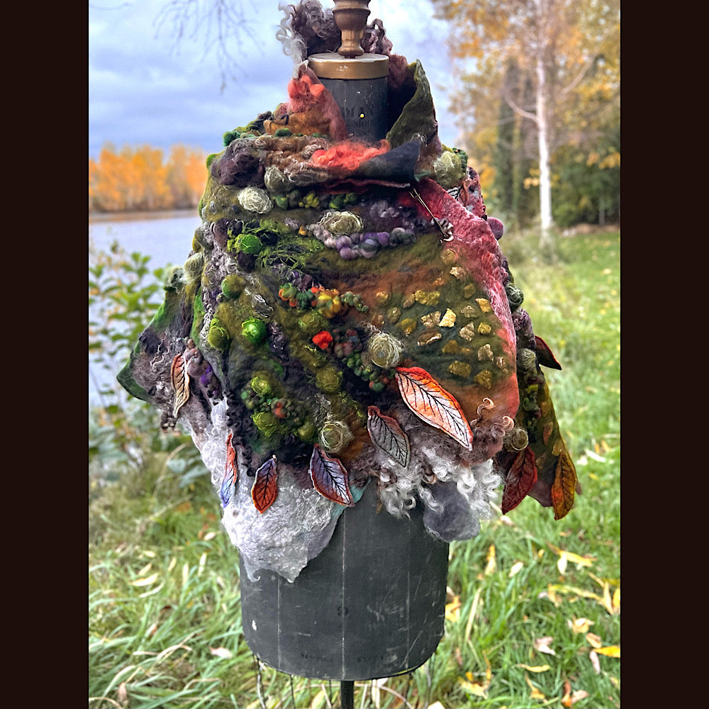 Reserved- Tundra felted shawl 78” X 22”- *this shawl has been extended *