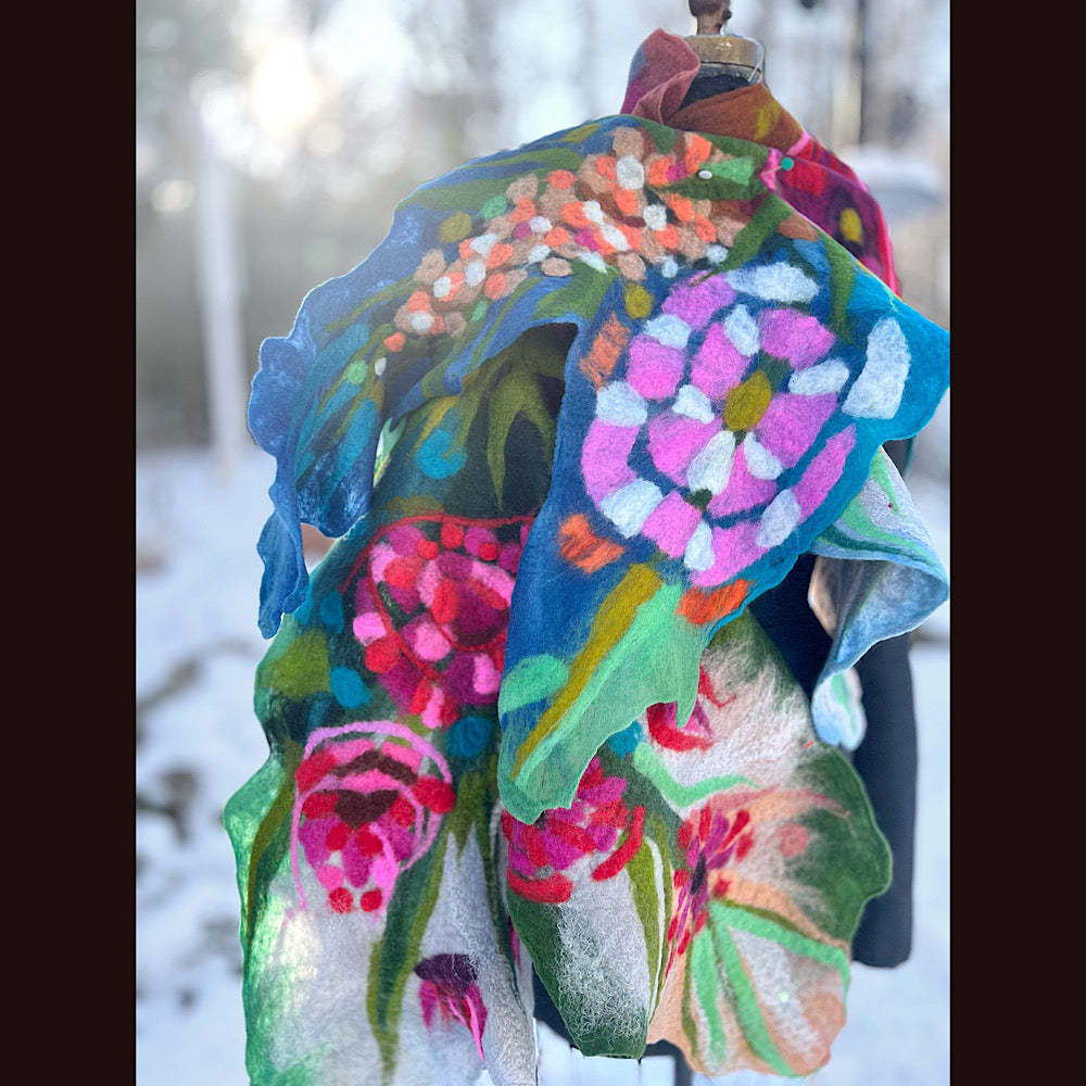 Rose Felted Shawl 84” X 21”