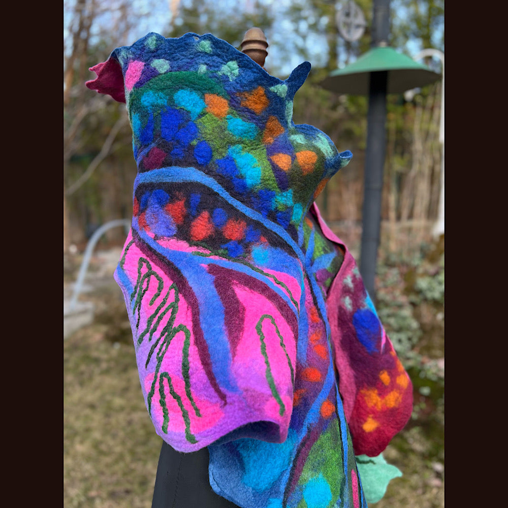 Caterpillar Felted Shawl 76” X 20”