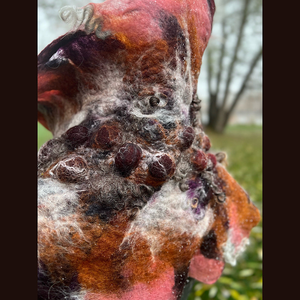 Autumn roses felted scarf 56” X 18
