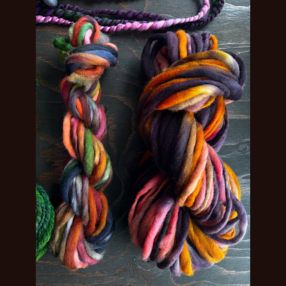 Large lot of hand spun yarn for weaving  knitting crochet 12.3 oz