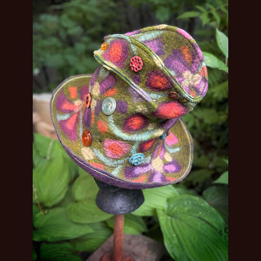 OOAK Handmade wool Felted hat 22” small