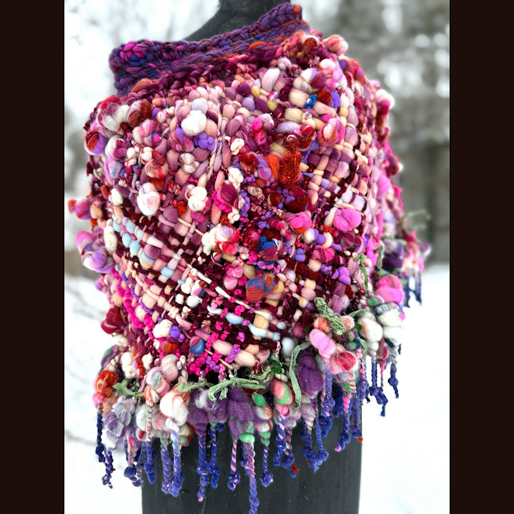 Handmade wool Woven Scarf shawlette 28” X  20” larger size