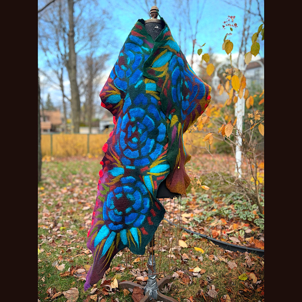 Handmade wool Felted Scarf 92” X 16”