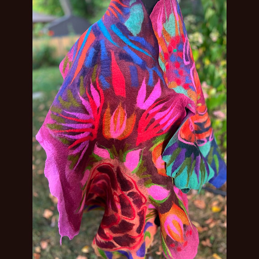 Handmade Felted Wool Scarf 74” X 29”