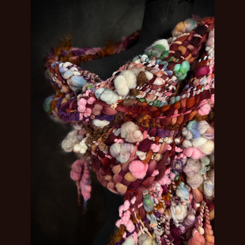 Handmade wool Woven Scarf 86” X 11”