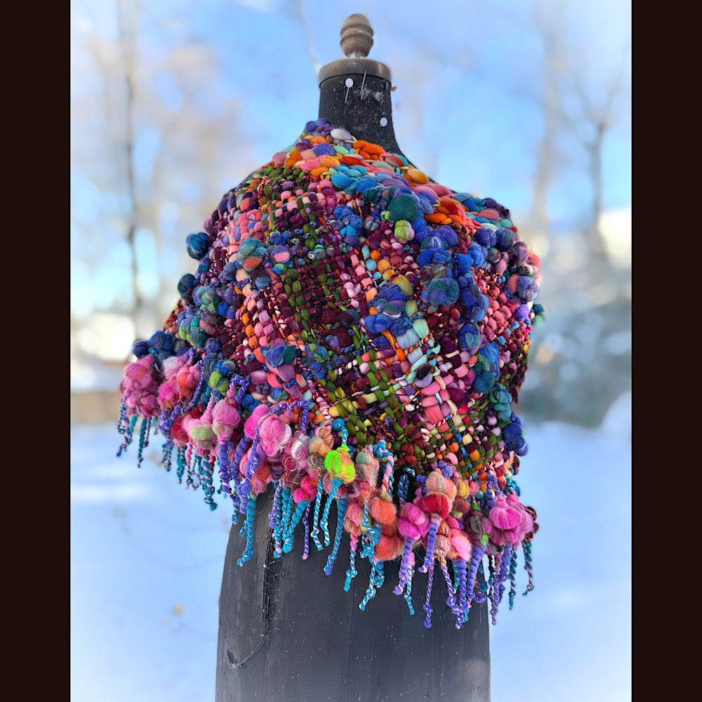 Handmade wool Woven Scarf shawlette 26”X  18” larger size