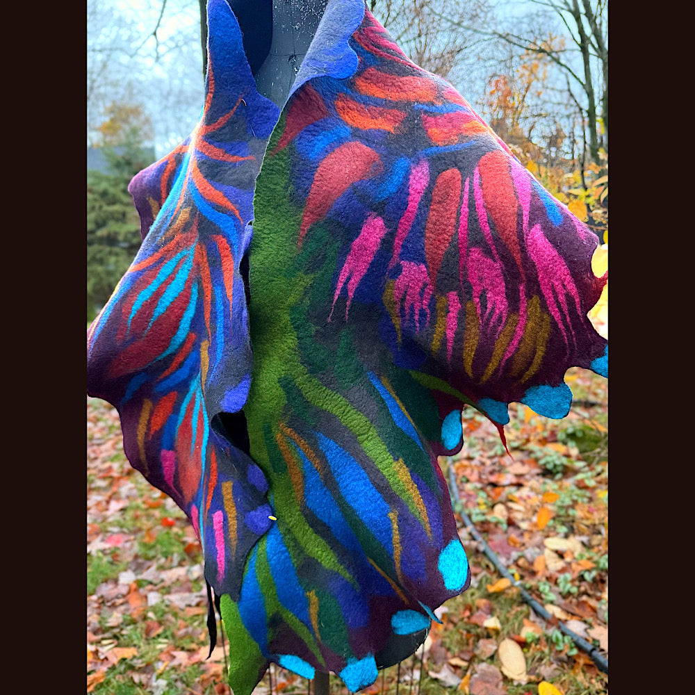 Handmade wool Felted Scarf 78” X 16”