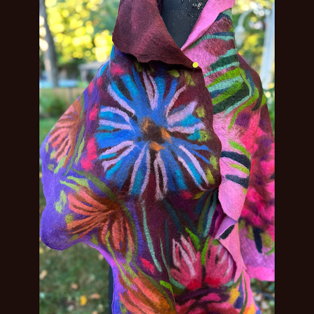 Handmade Felted wool Scarf 82” X 24”