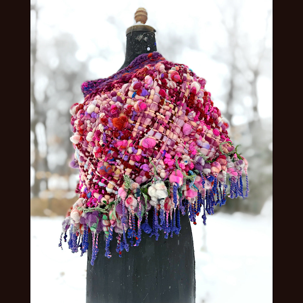 Handmade wool Woven Scarf shawlette 28” X  20” larger size