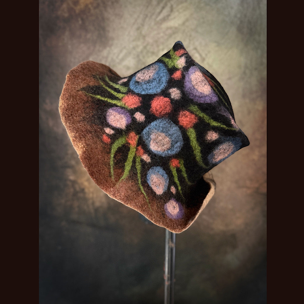 OOAK Handmade wool Felted hat 23” medium