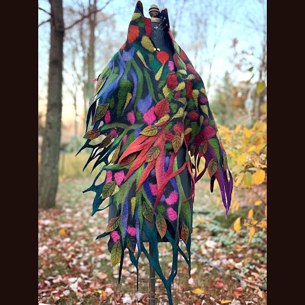 Handmade wool Felted Scarf 86 X 24”