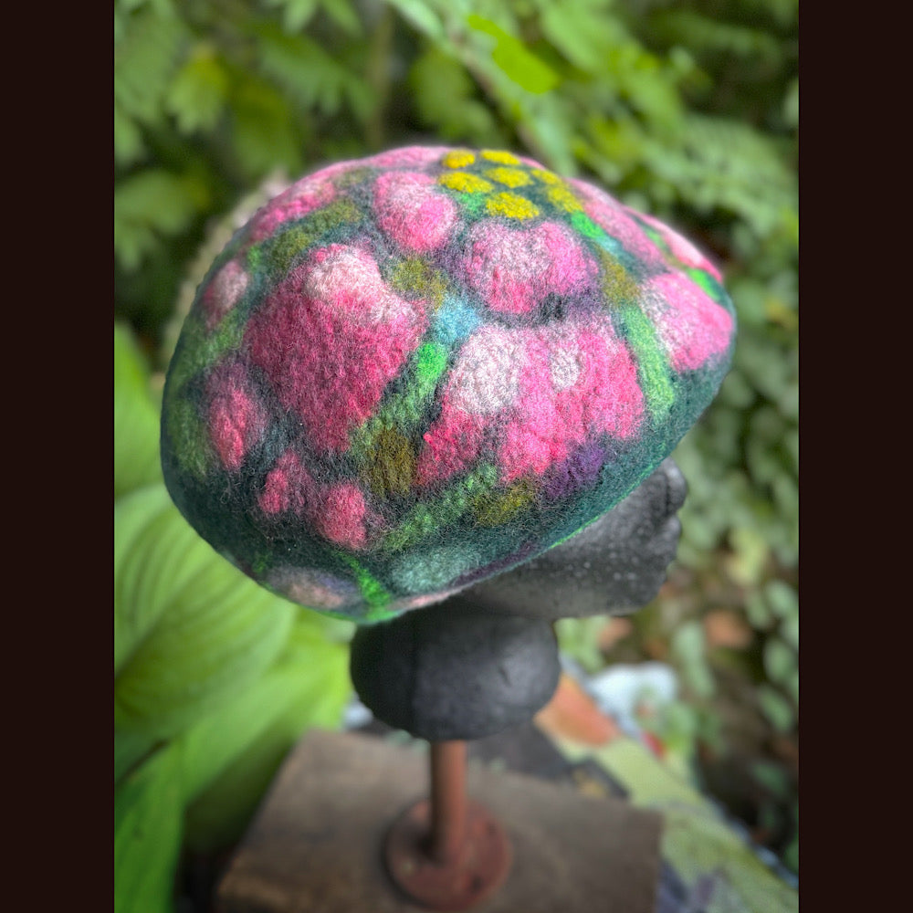 OOAK Handmade wool Felted beret 22” small