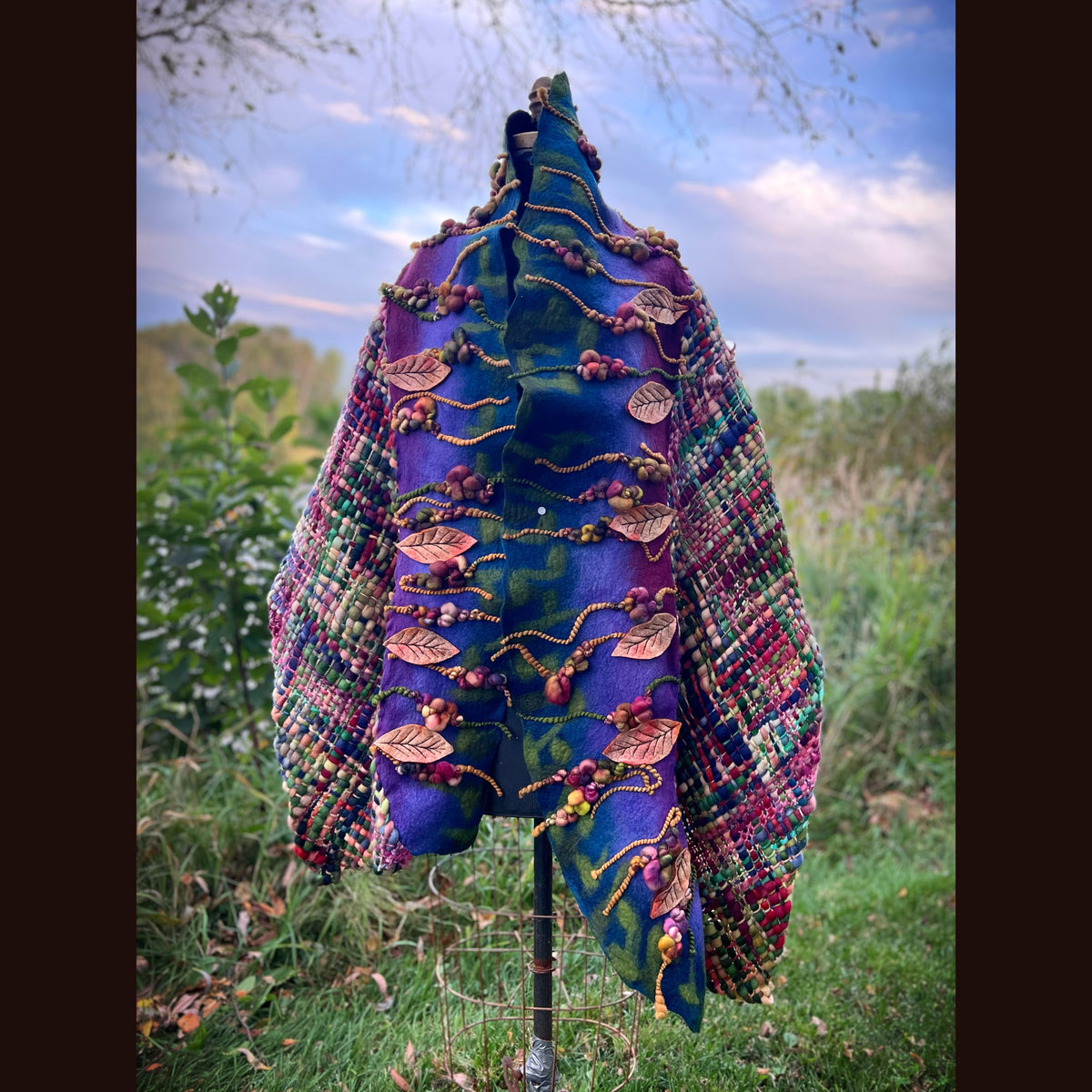 Felted and woven Shawl 84” X 23”