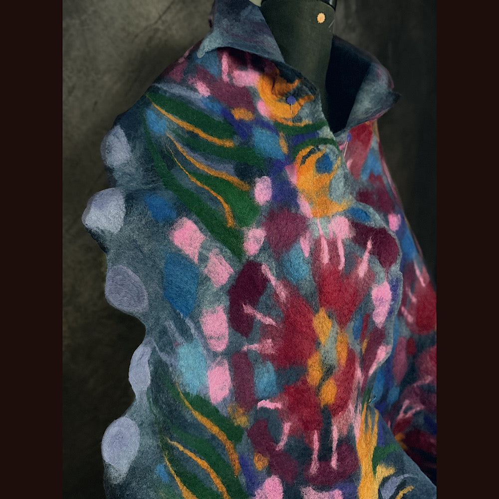 OOAK Handmade wool Felted Scarf 84” X 17”