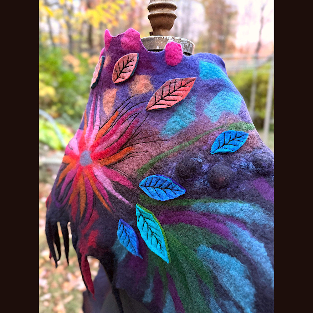 Handmade Felted Wool Scarf 74” X 33”