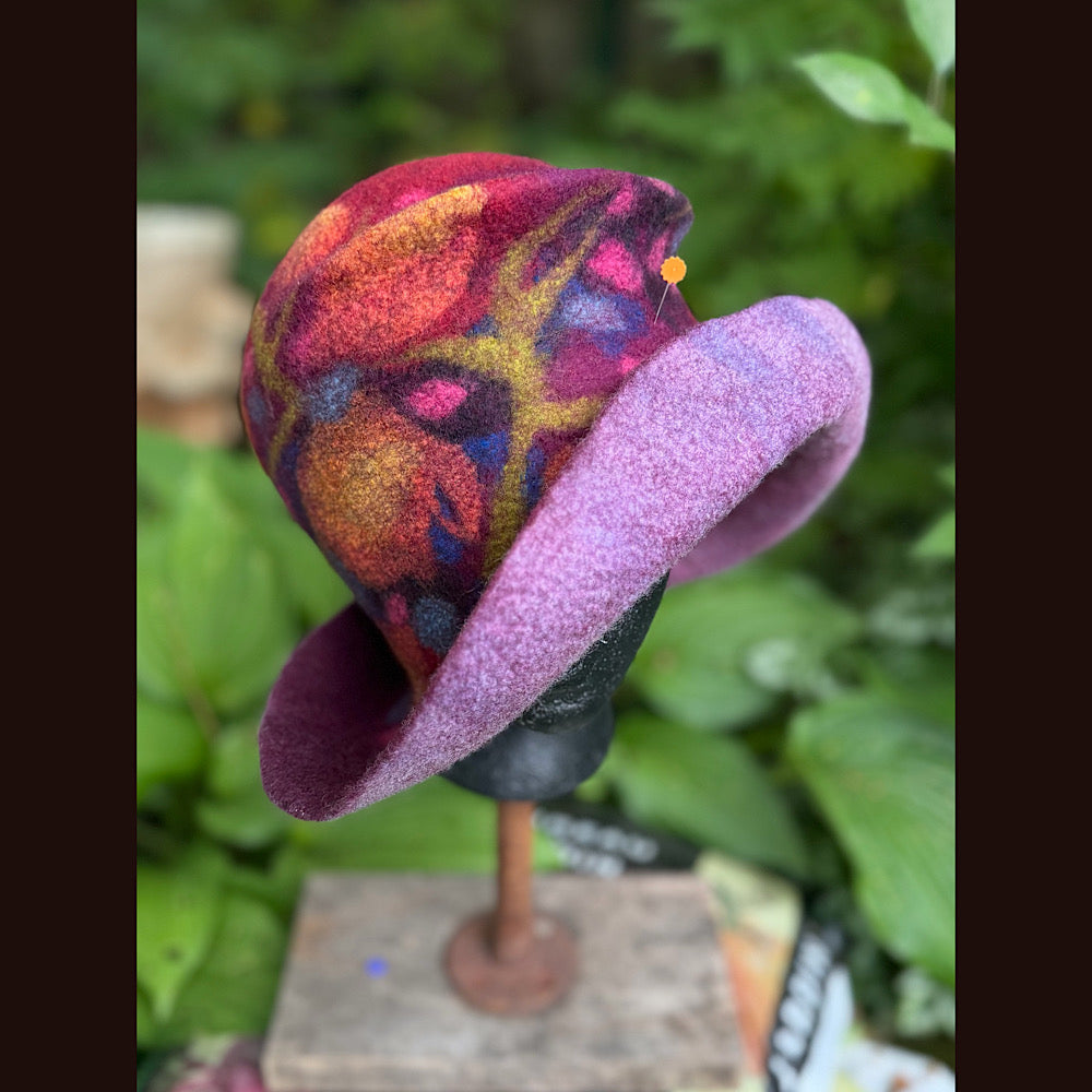 OOAK Handmade wool Felted hat 23.5” medium