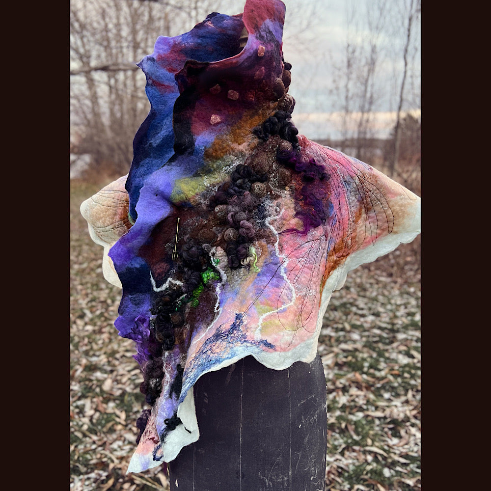 Last rays before dawn felted scarf 69” X 20”