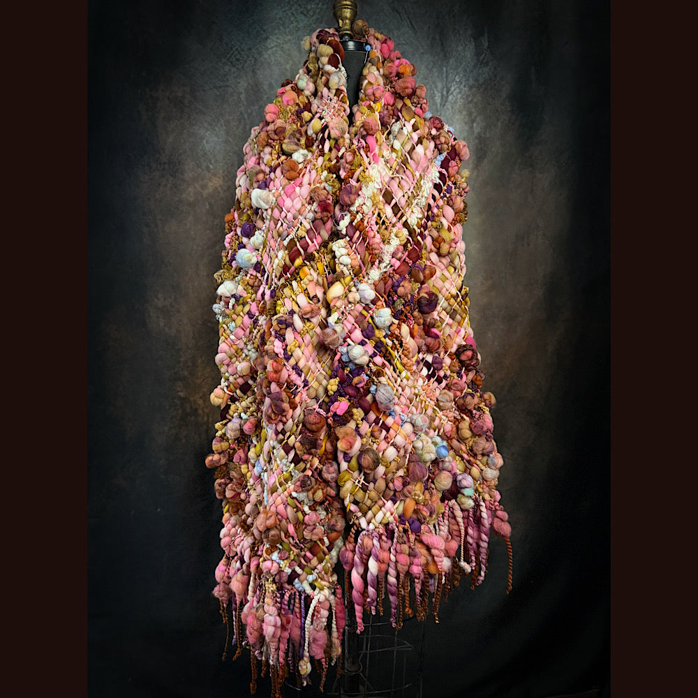 Handmade wool Woven Scarf 84”X 11”