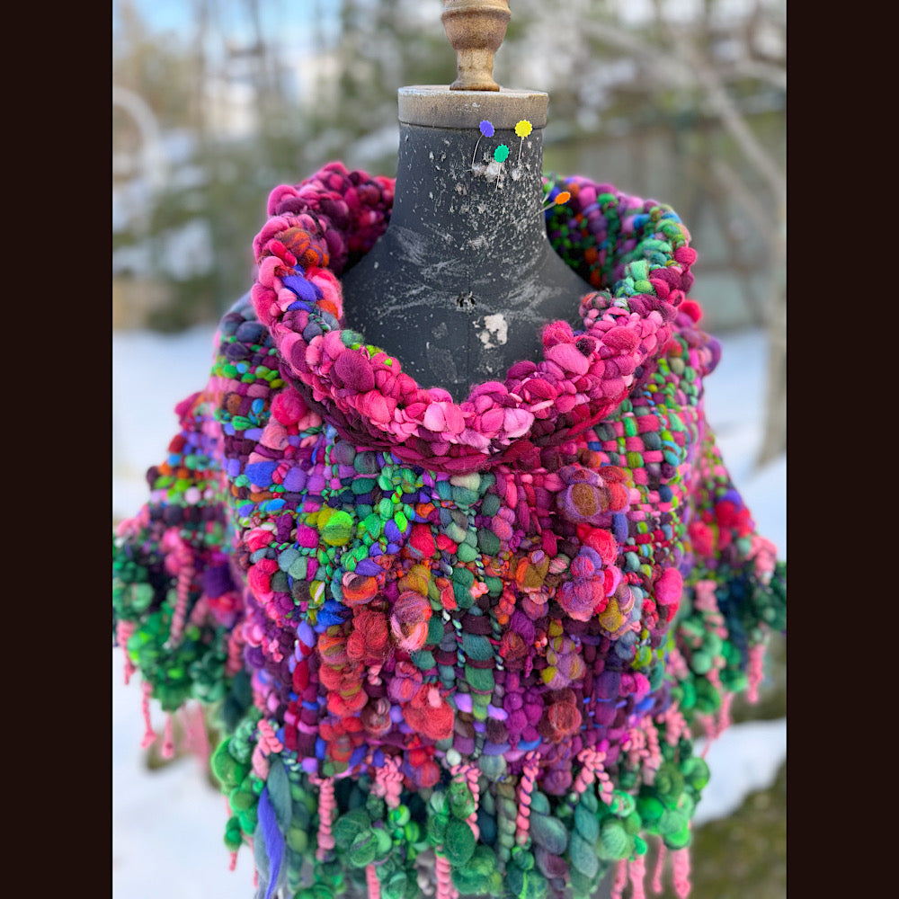 Handmade wool Woven Scarf shawlette