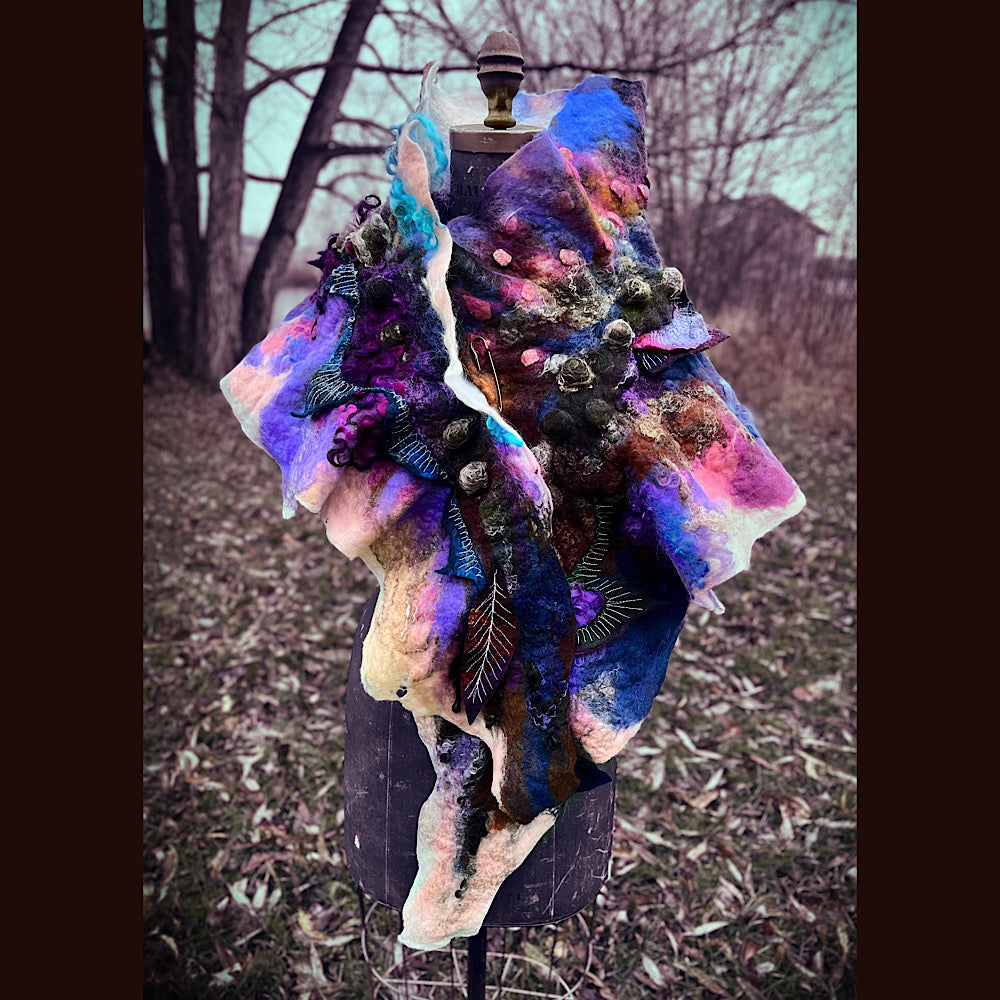 Soleil d’hiver felted scarf 75” X 18”