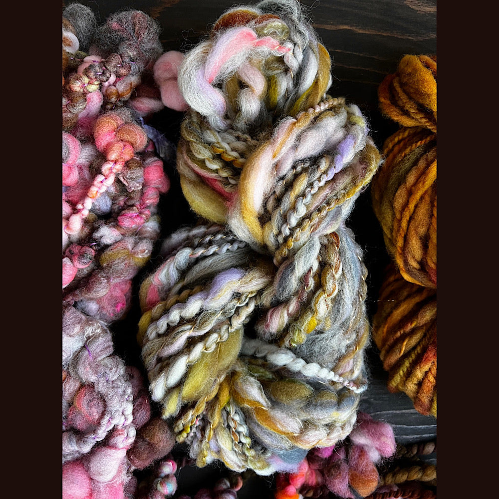 Large lot of hand spun yarn for weaving  knitting crochet 12.3 oz