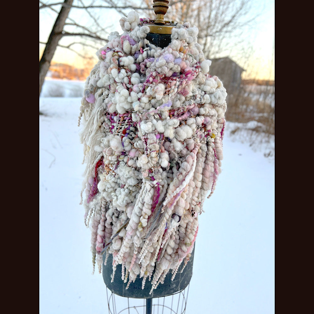 The Snow Rose Shawl  64” X 22”  1.3 pound
