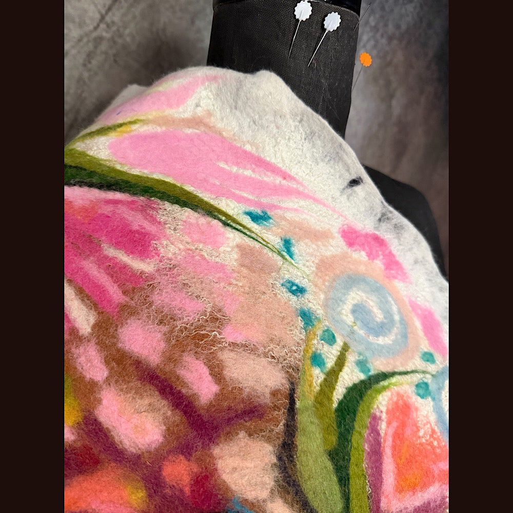 OOAK Handmade wool Felted Scarf 84” X 20” Original art work