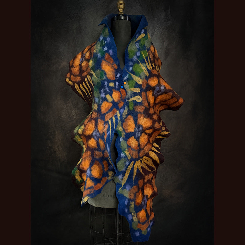 OOAK Handmade wool Felted Scarf 81” X 12”