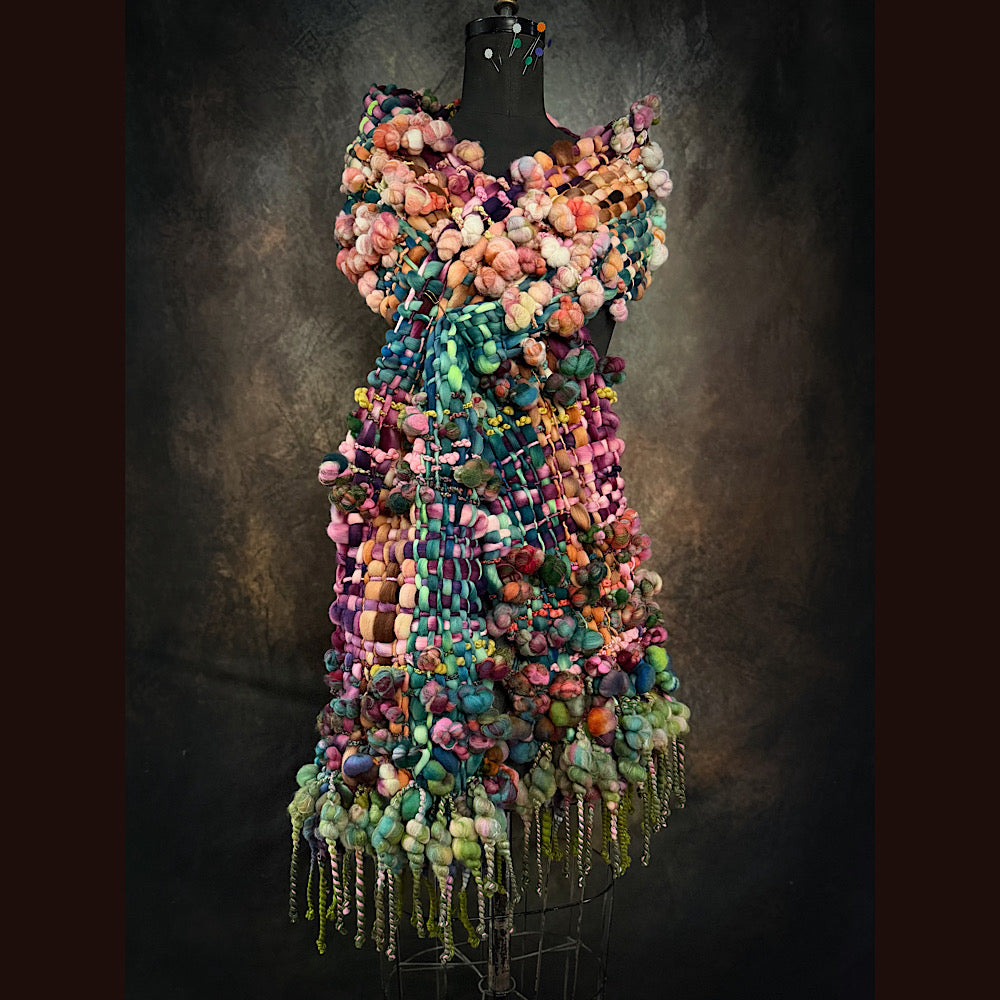 OOAK Handmade wool Woven Scarf 92” X 8”