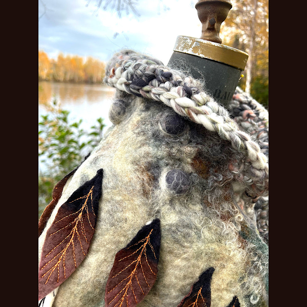The Owl  felted shawl 80” X 25”
