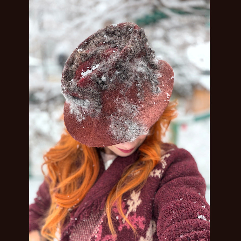 Handmade wool Felted hat 22.5” small