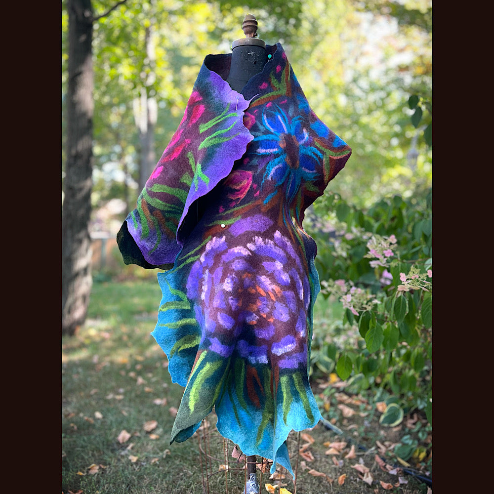 Handmade Felted Wool Scarf 74” X 29”