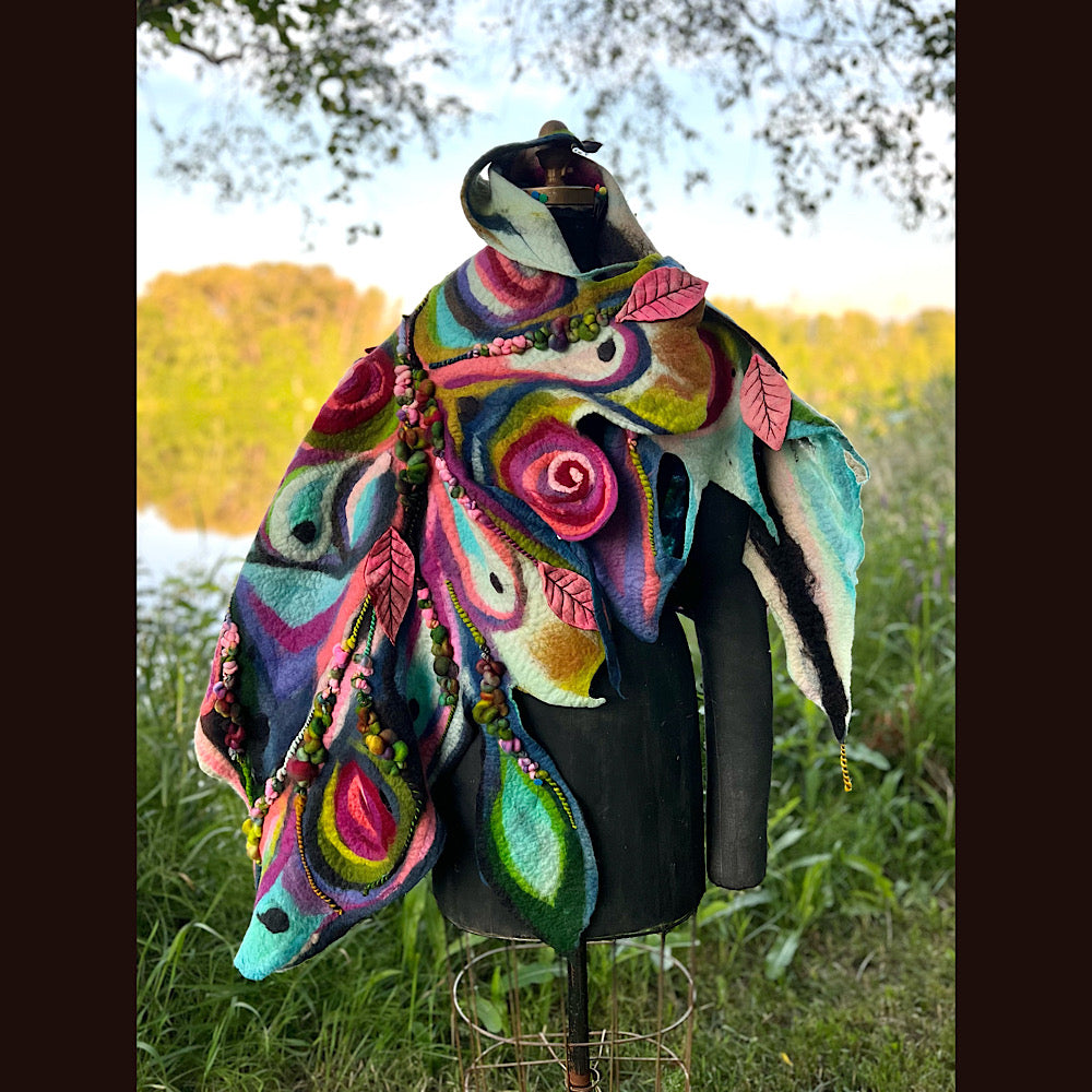 Large Felted Shawl 70” X 28