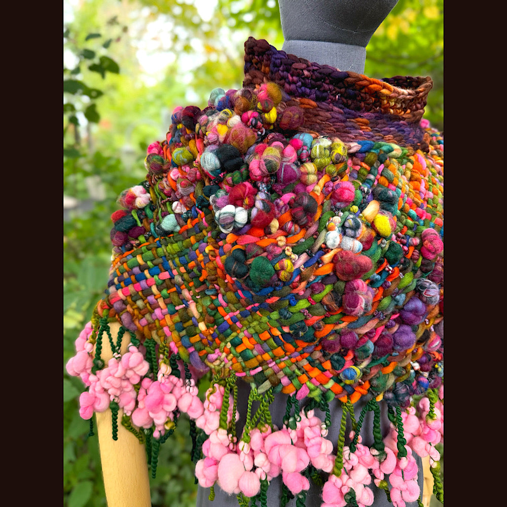 OOAK Hand woven wool handmade Scarf shawlette