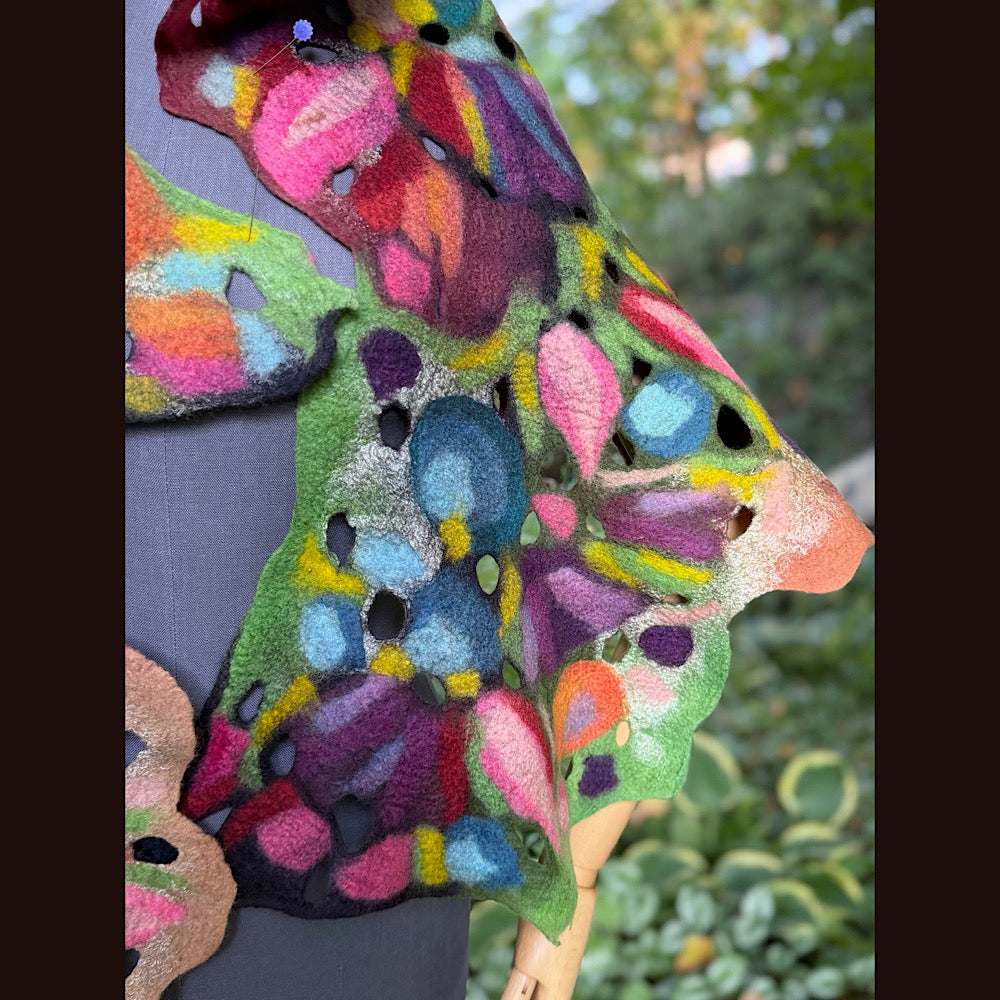 OOAK Handmade wool Felted Scarf 80” X 24”Original art work