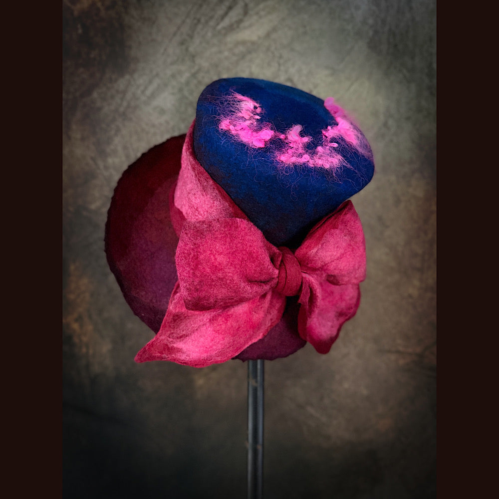 OOAK Handmade wool Felted hat 23.5” medium