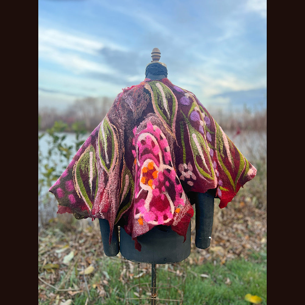 Felted floral capelet