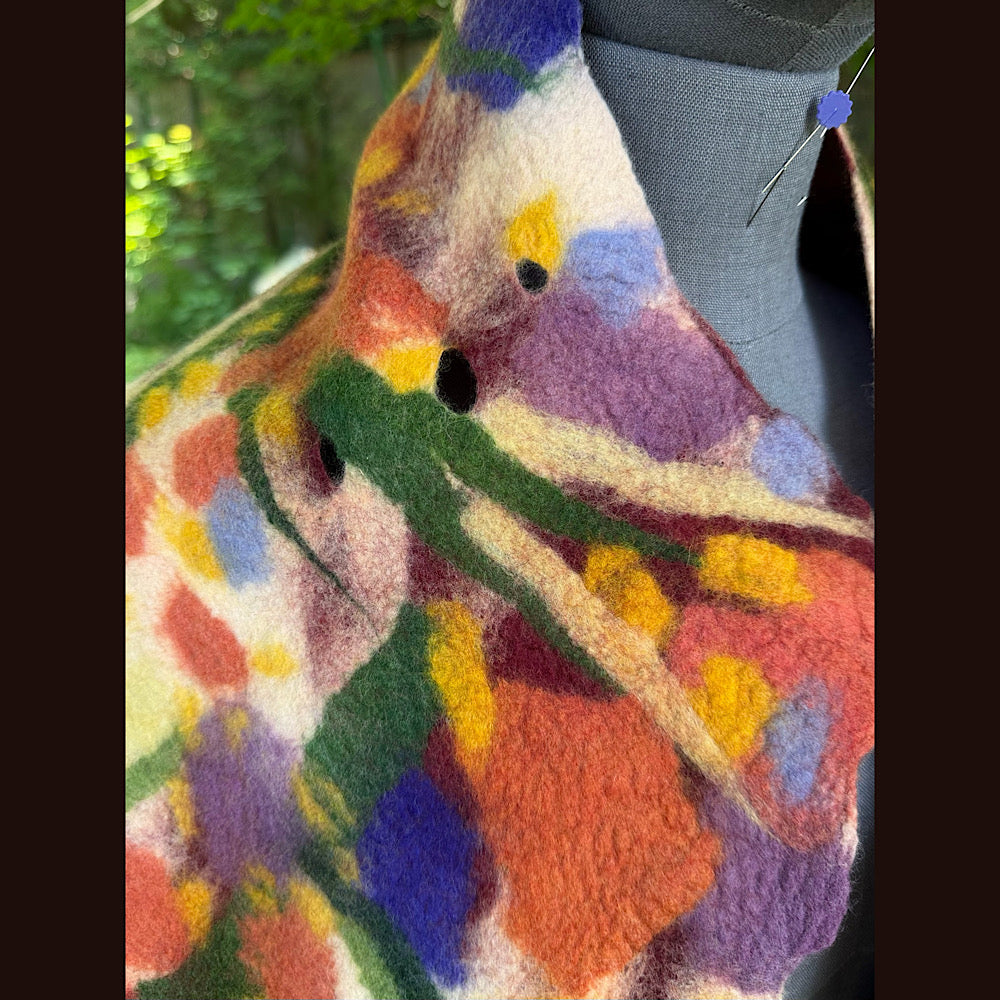 OOAK Handmade wool Felted Scarf 76” X 14” Original art work