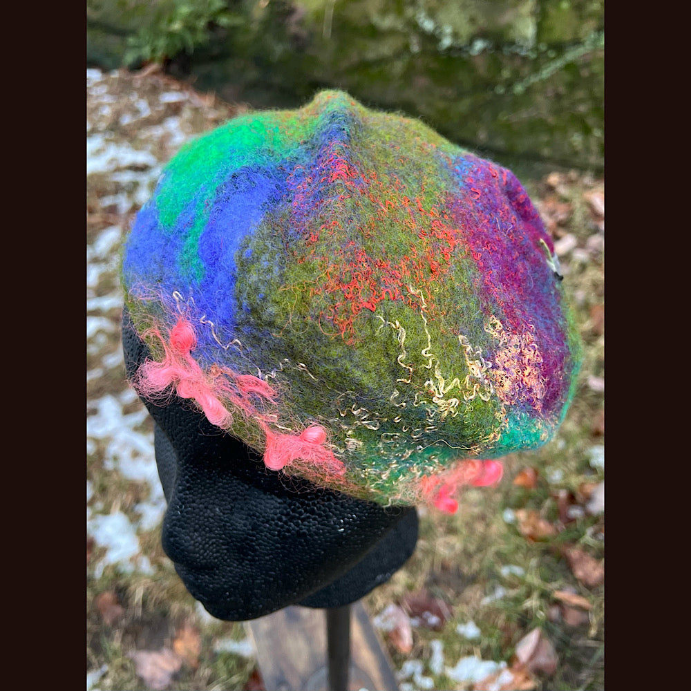 Light Felted silk beret small