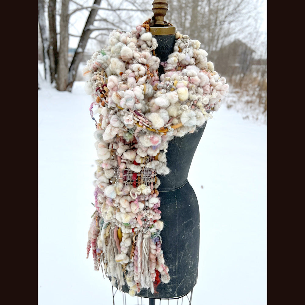 The Snow Rose Scarf 92” X 10”  1.2 pound