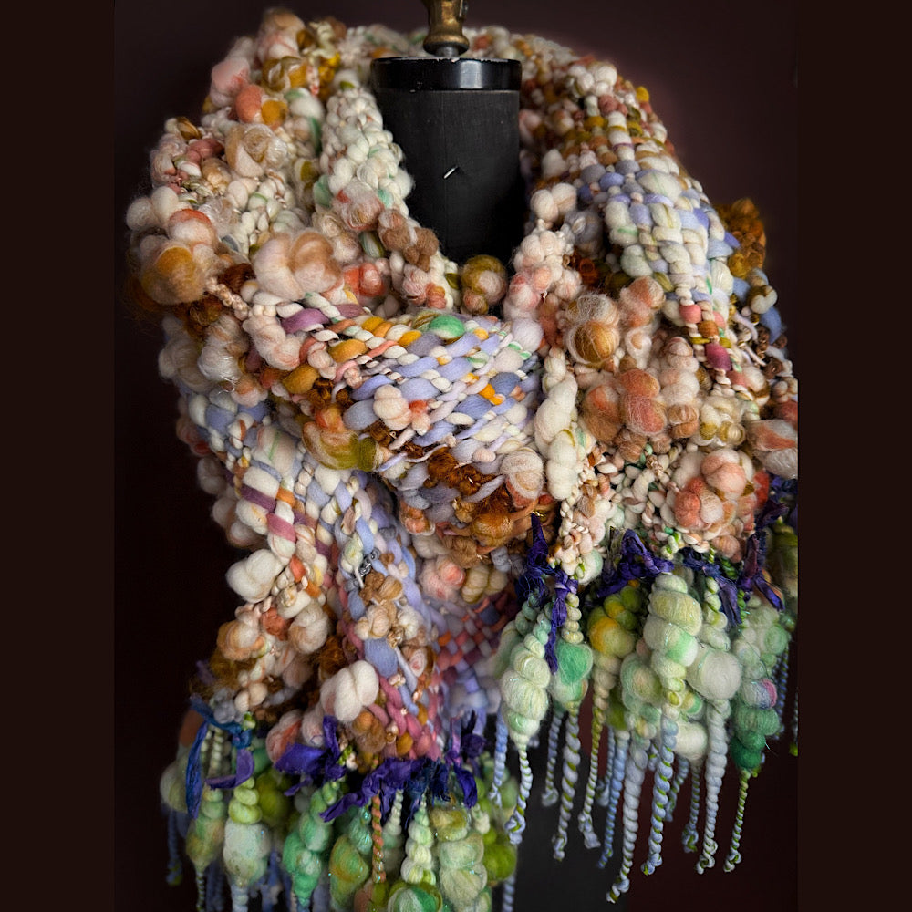 Handmade wool Woven Scarf 84” X 12”