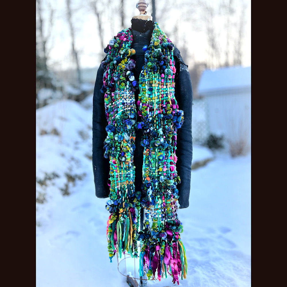 Woven art yarn Scarf 92” X 8.5”