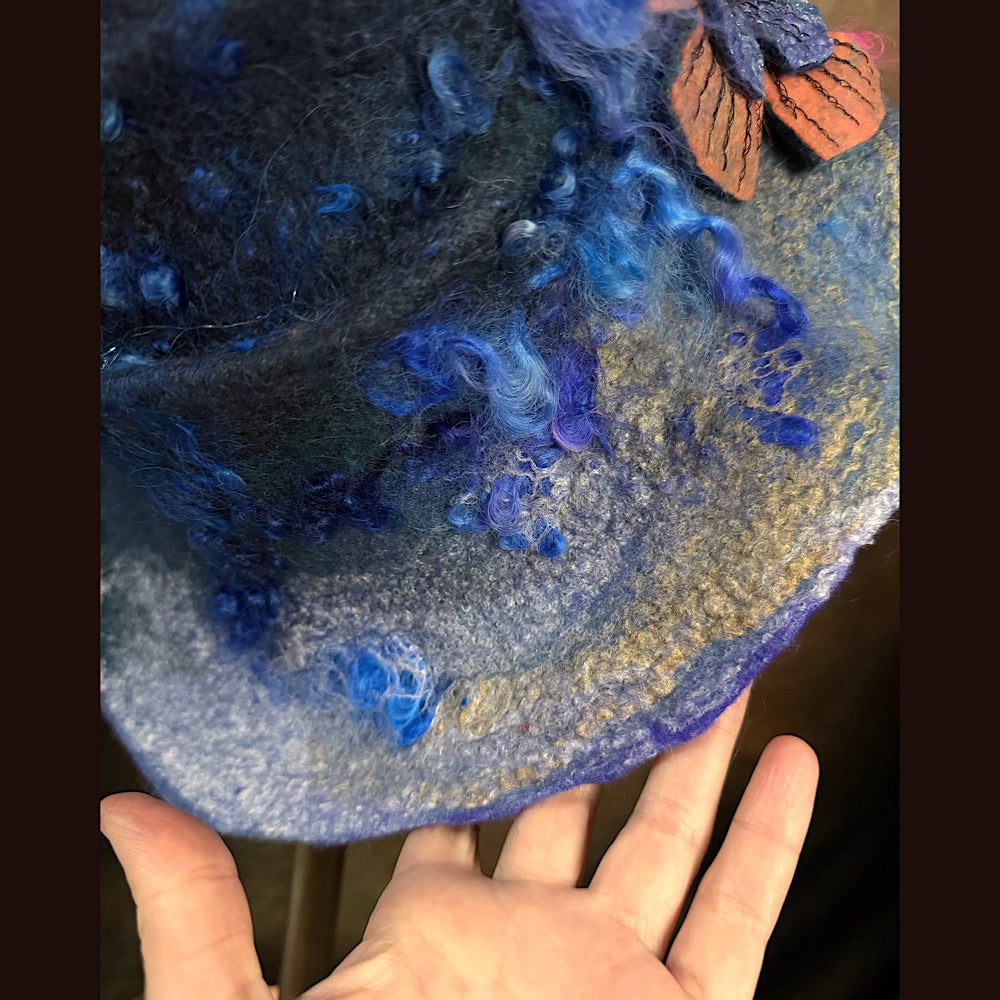 Handmade wool Felted hat 23.5” medium