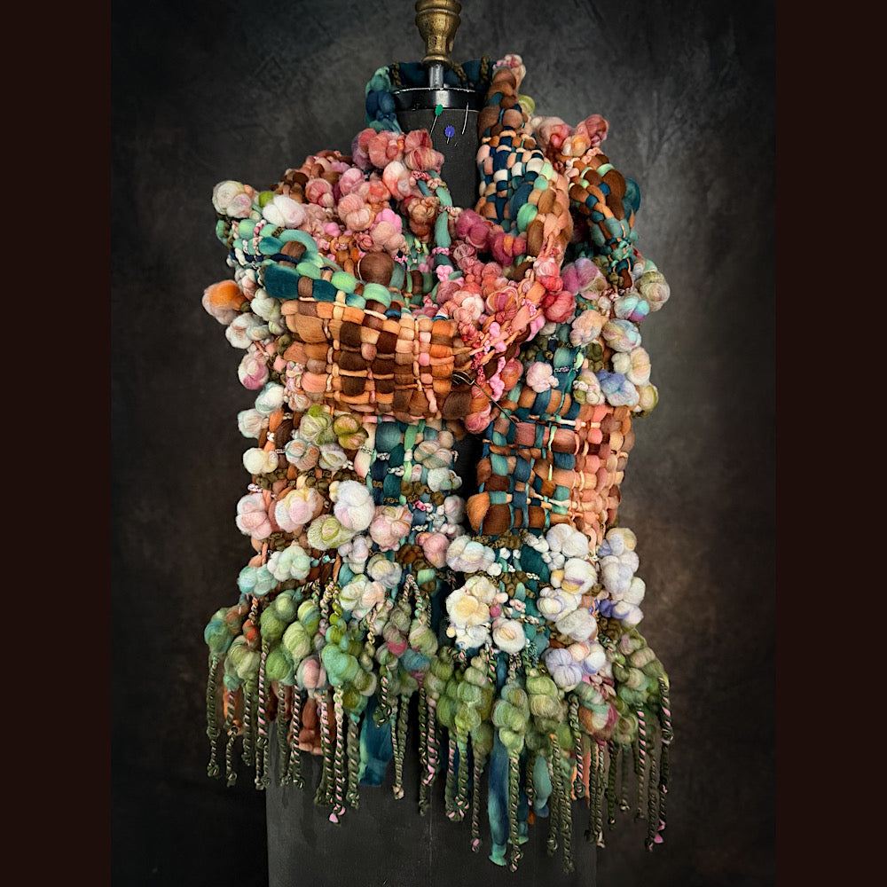 OOAK Handmade wool Woven Scarf 100” X 8”