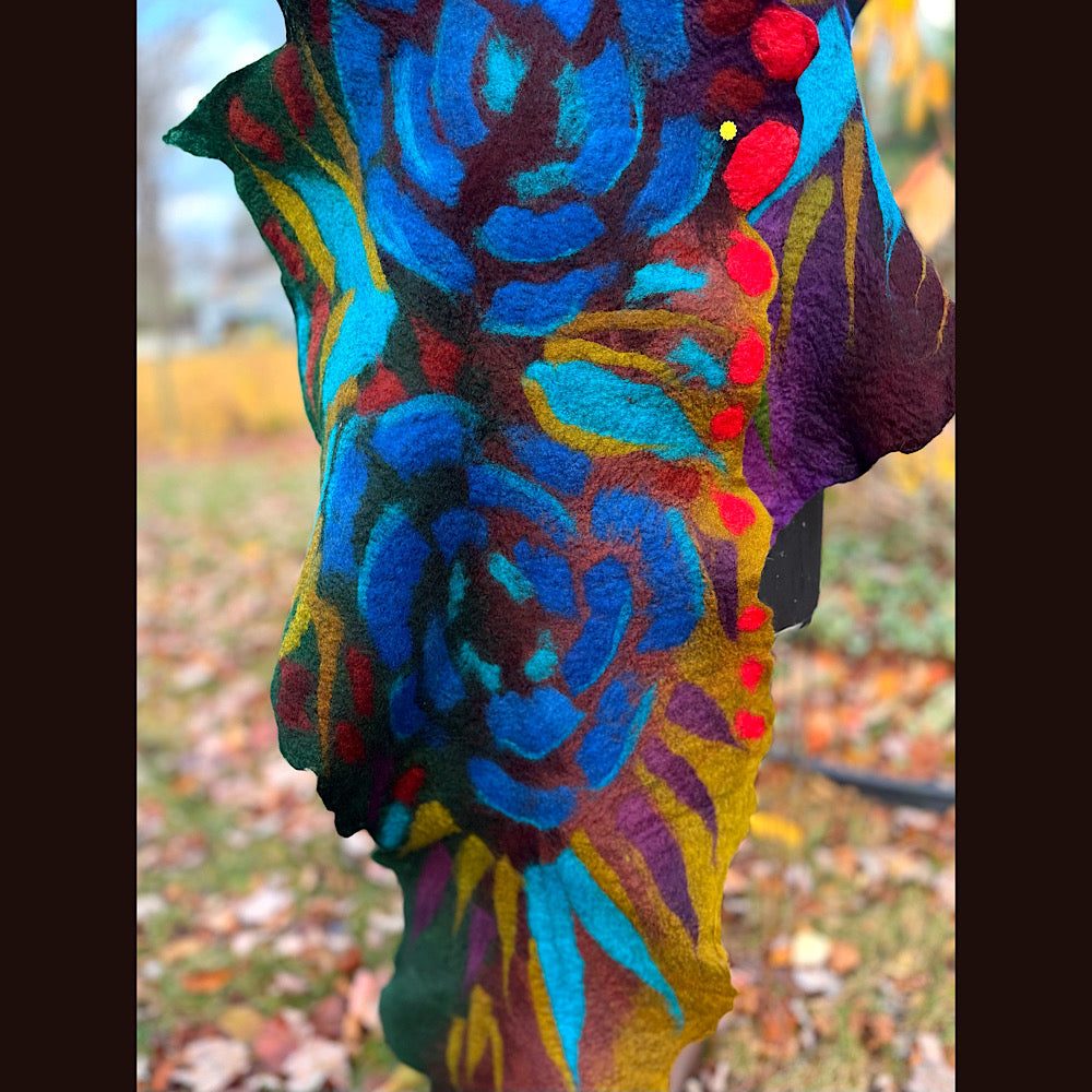 Handmade wool Felted Scarf 92” X 16”