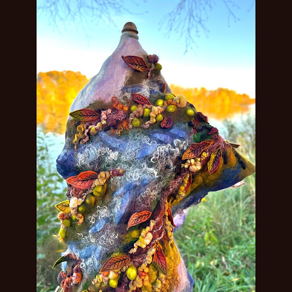 Chicoutimi river felted shawl 59” X 22”