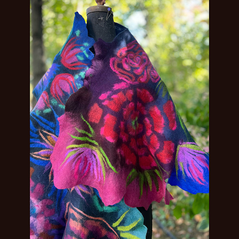 Handmade Felted Wool Scarf 80” X 26”