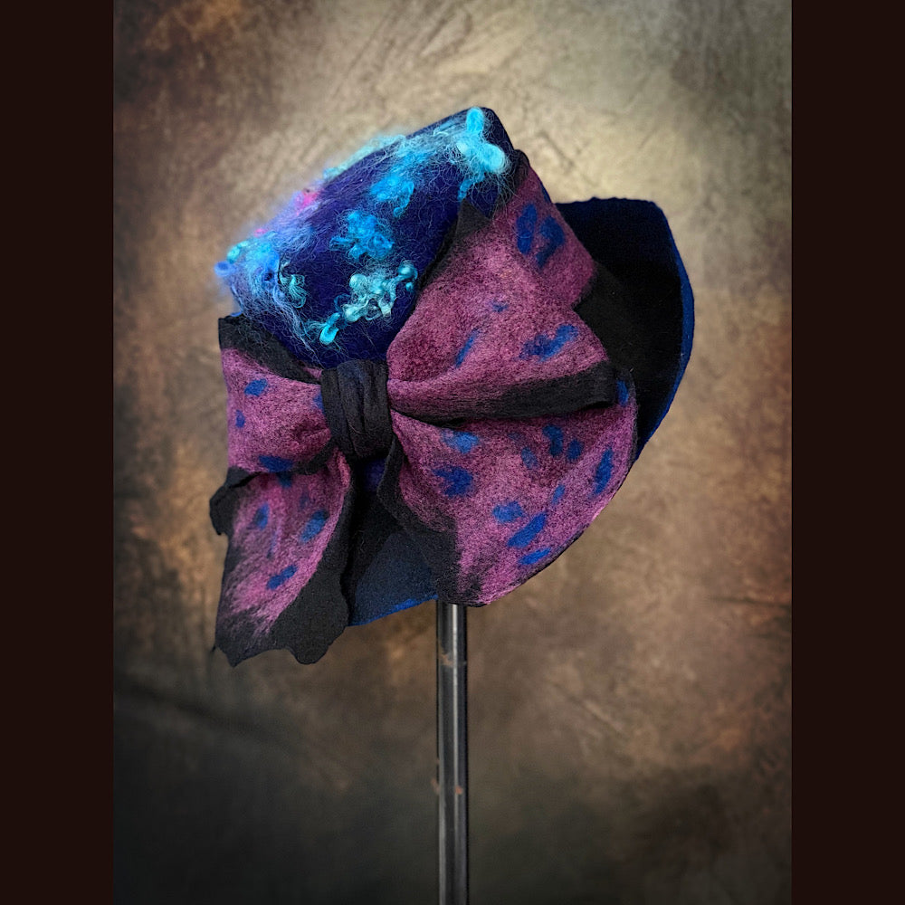 OOAK Handmade wool Felted hat 23.5” medium